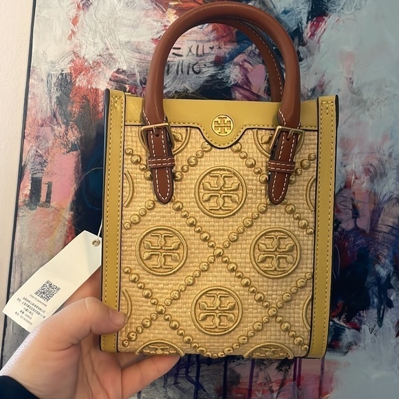ULTRA RARE - Tory Burch -straw embroidery 🧵 edition Mini bag - Picture 1 of 7